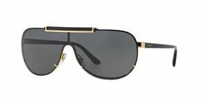 NEW VERSACE men's ve2140 shield sunglasses in gold - dark grey